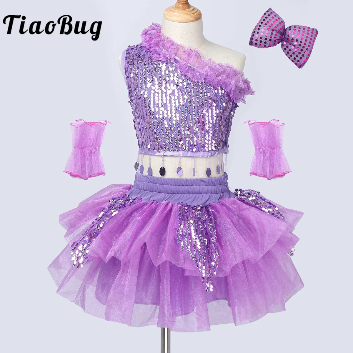 

Girl Sequins Dance Dress Costume Set Ballerina Latin Dance Dress Modern Dance Leotard Performance Costume Party Carnival