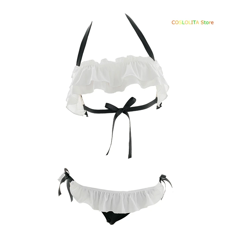 

Japanese Women Cute Simple Ruffle Sexy Hollow Underwear Sets Sweet Wrapped Chest Camisole Bandage Slim Sleepwear Suit Cosplay