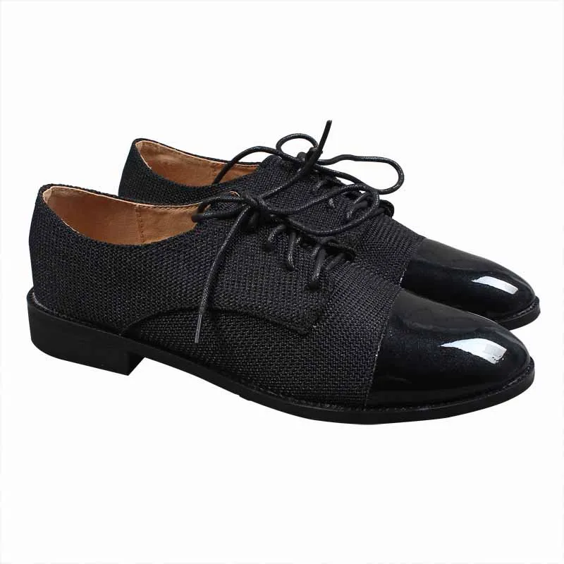 

Low Heels British Style Mixed Colors Shoes Woman Flats Casual Female Sneakers Round Toe Modis Preppy On Heels Dress Big Size