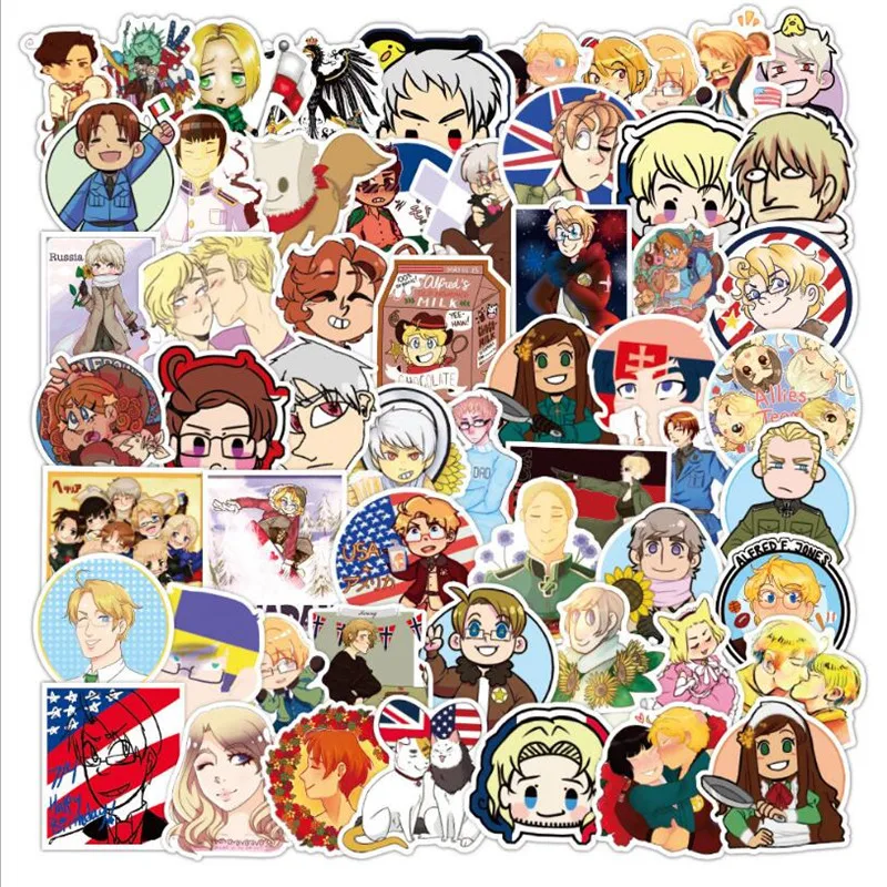 

10/30/50PCS Hetalia Anime Character Graffiti Laptop Luggage Skateboard Guitar Waterproof Sticker Toy Decoration Wholesale
