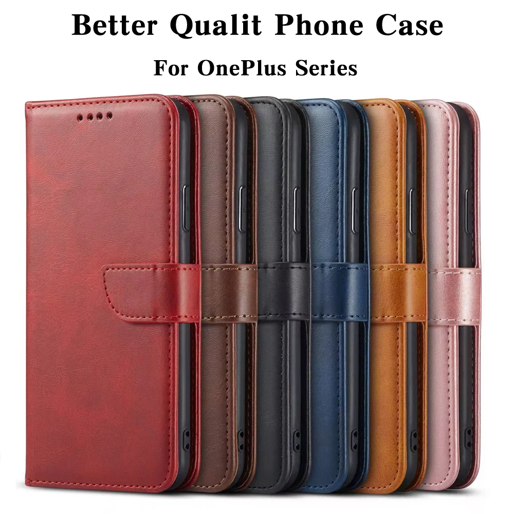 

Leather Wallet Case for OnePlus 9 8 Pro 9Pro 8Pro 8t 7t Nord N10 N100 N200 2 CE N 100 200 Luxury Flip Cover Coque Card Slot Bag