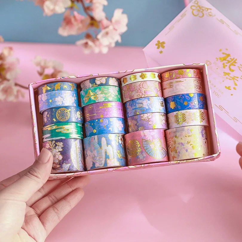 

20 Rolls Washi Tape Set Decorative Washi Tape Ribbons Creative School Supplies Retro Gold Foil Washitape Adhesive Masking Tape