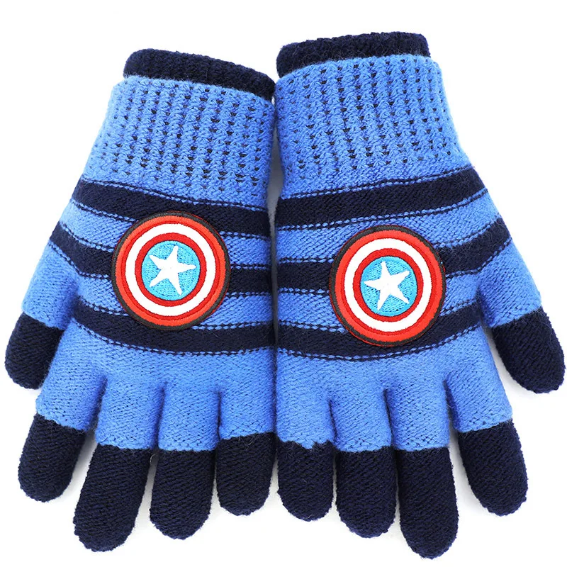 

Disney Children's Gloves Autumn/Winter Spider-Man Boy Baby Thicken and Keep Warm All fingers Kids knitting finger covers
