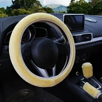 1set 37 38cm soft plush rhinestone car steering wheel cover car handbrake grip covers gear shift knob cover steering wheel cover