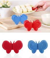 1pcs butterfly silicone type rubber heat insulation pot dish bowl clips with magnet anti scalding tray random color