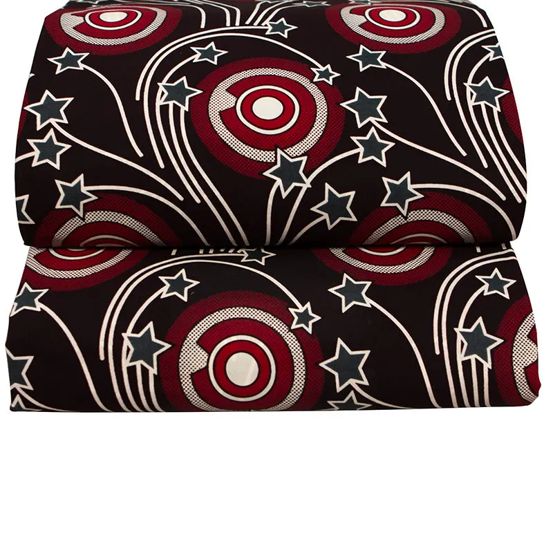 African Fabric 100% Cotton Star Print les pagnes Pagnes Real Wax 6Yard | Аксессуары для одежды