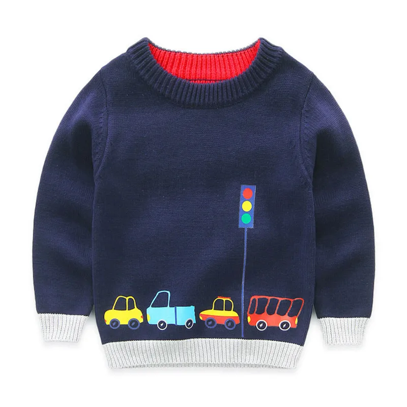 Boys Cotton Sweaters Kids O-Neck Winter Clothes Children Car Printed Casual Outerwear |