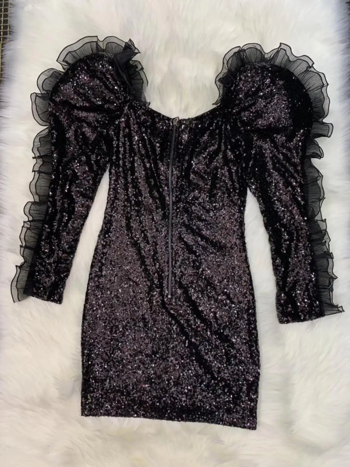 

Women Sexy Fashion Sequins Long Sleeve Black Party Dress 2020 Elegant Evening Designer Nigh Club Chic Dress Vestido