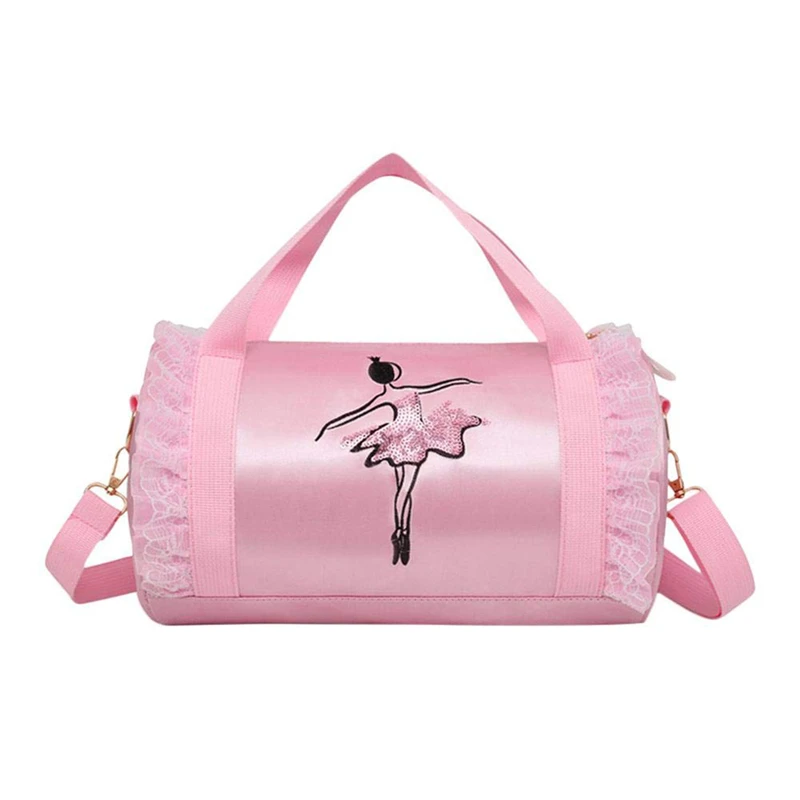 

Fashion Shoulder Bag Girls Latin Dance Bag Pink Women Ballet Dance Tote Bag Embroidery Gym Bag