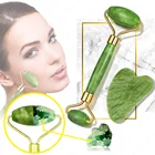 Натуральный массажер гуаша для лица, массажер для лица, Нефритовый ролик, скребок гуаша для лица, микронидальный ролик, скребок гуаши для лица