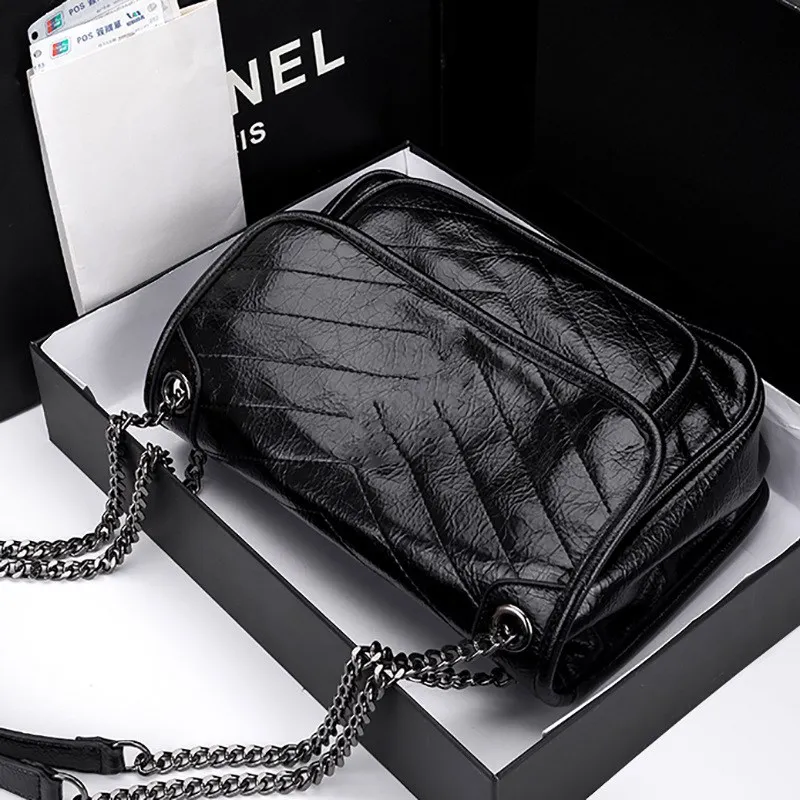 

Bag women's new fashion leather bag postman bag new classic retro niche chain cross shoulder bag women's luxury handbag