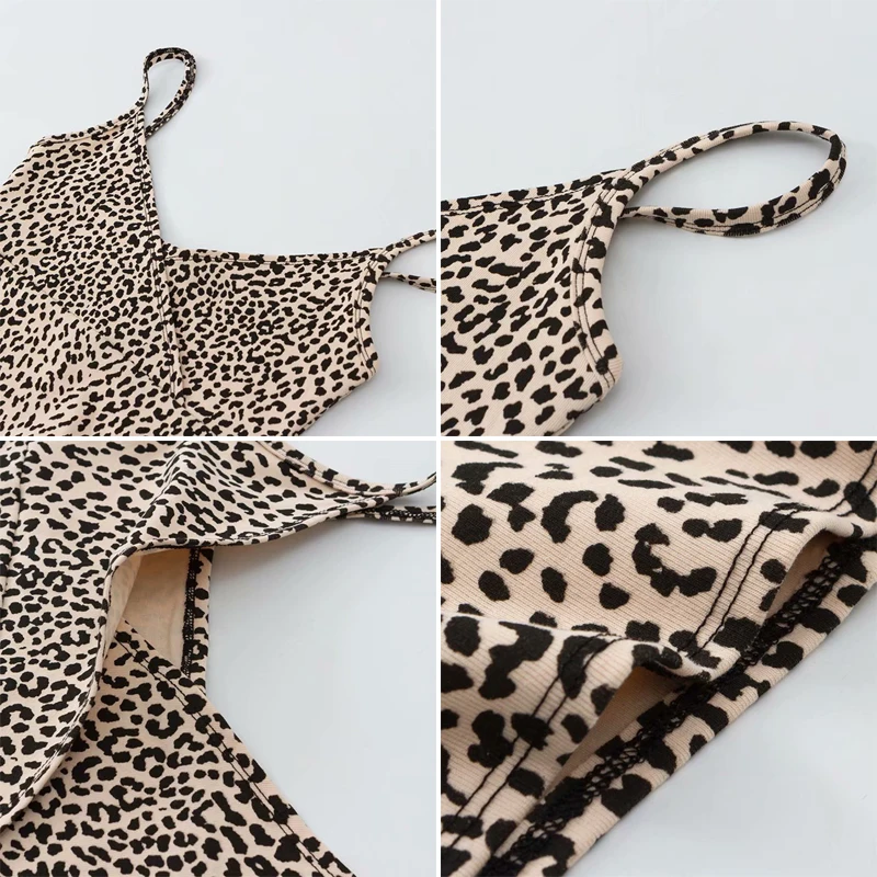 Топ женский с леопардовым принтом и глубоким V-образным вырезом на бретелях |