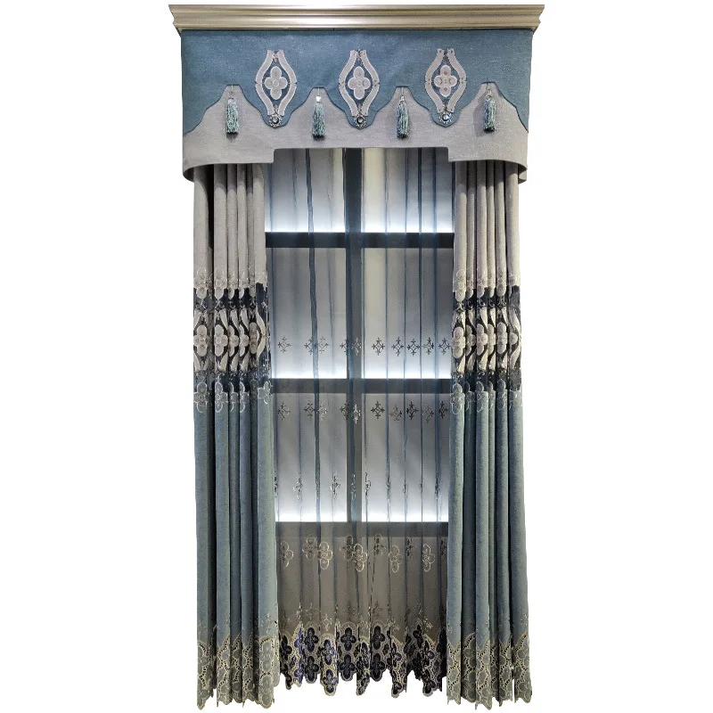 

Simple and Modern Embroidered Curtain Fabric Nordic Blackout Curtains for Living Dining Room Bedroom