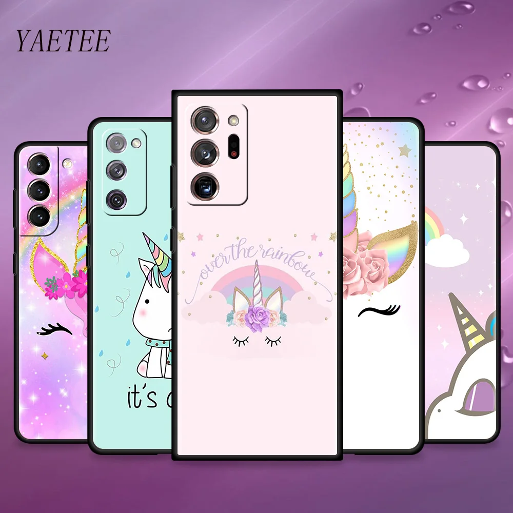 Unicorn Cute Girl Soft Cover For Samsung Galaxy S21 S20 FE S10 Plus S9 S8 Note 20 Ultra 5G 10 9 Fitted Cases Phone Coque Fashion