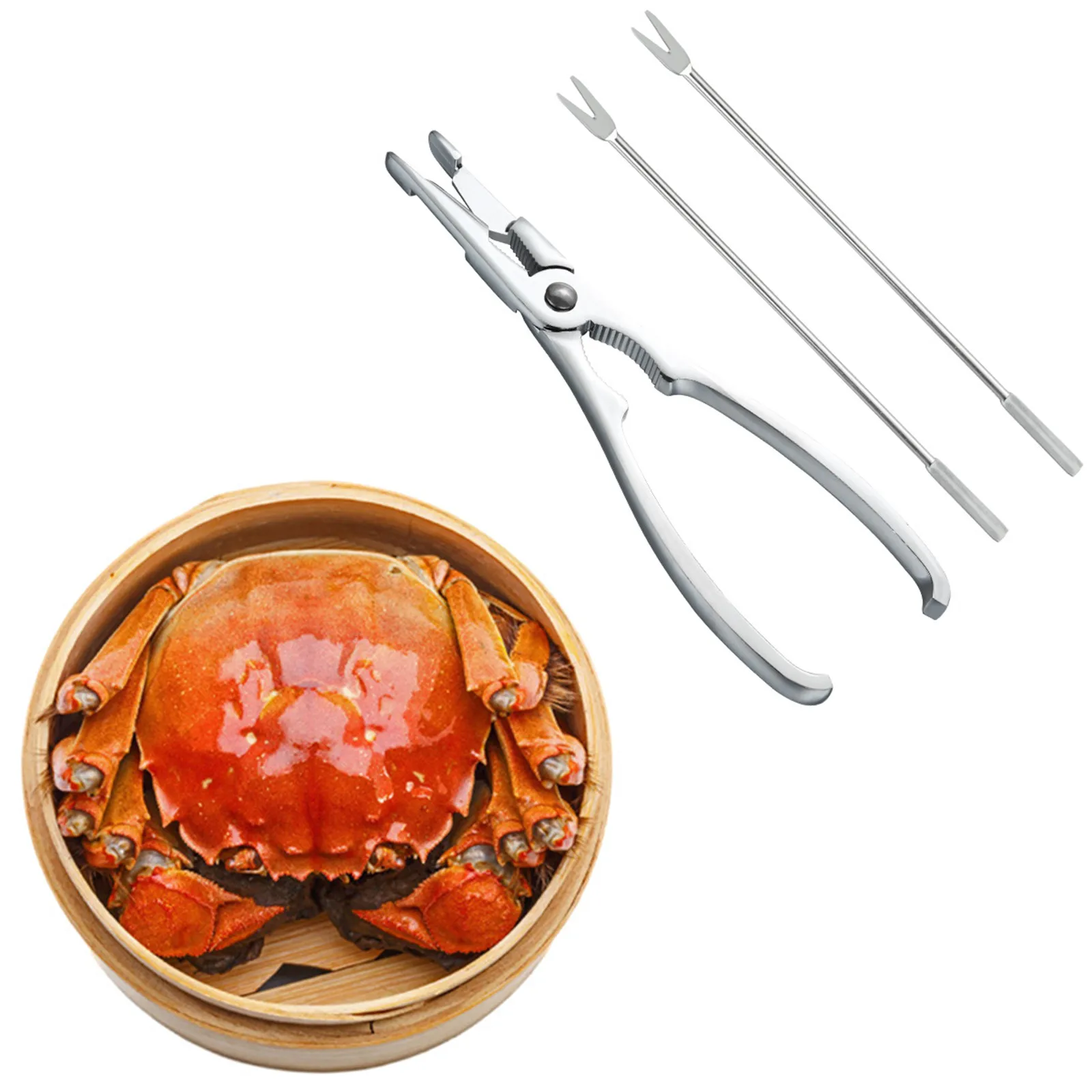 

3Pcs Stainless Steel Seafood Cracker Pick Fork Set For Crab Lobster Kitchen Seafood Eating Gadgets Seafood Crackers Picks