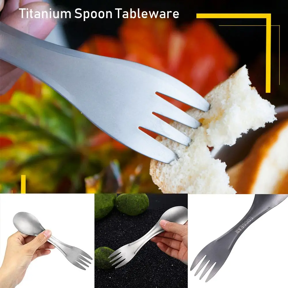

Hot Accessories Portable pure titanium alloy Spoon Tableware Cutlery Fork EDC Outdoor tool Ultralight Spork