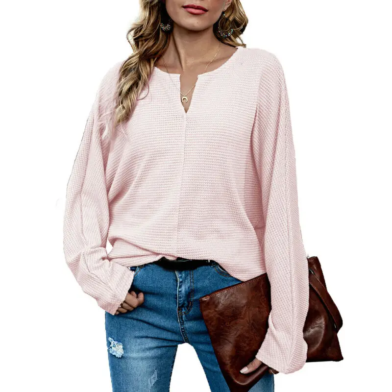 

Women Lady Plain Long Sleeve Knit Sweater Jumper Casual Loose Tops Pullover