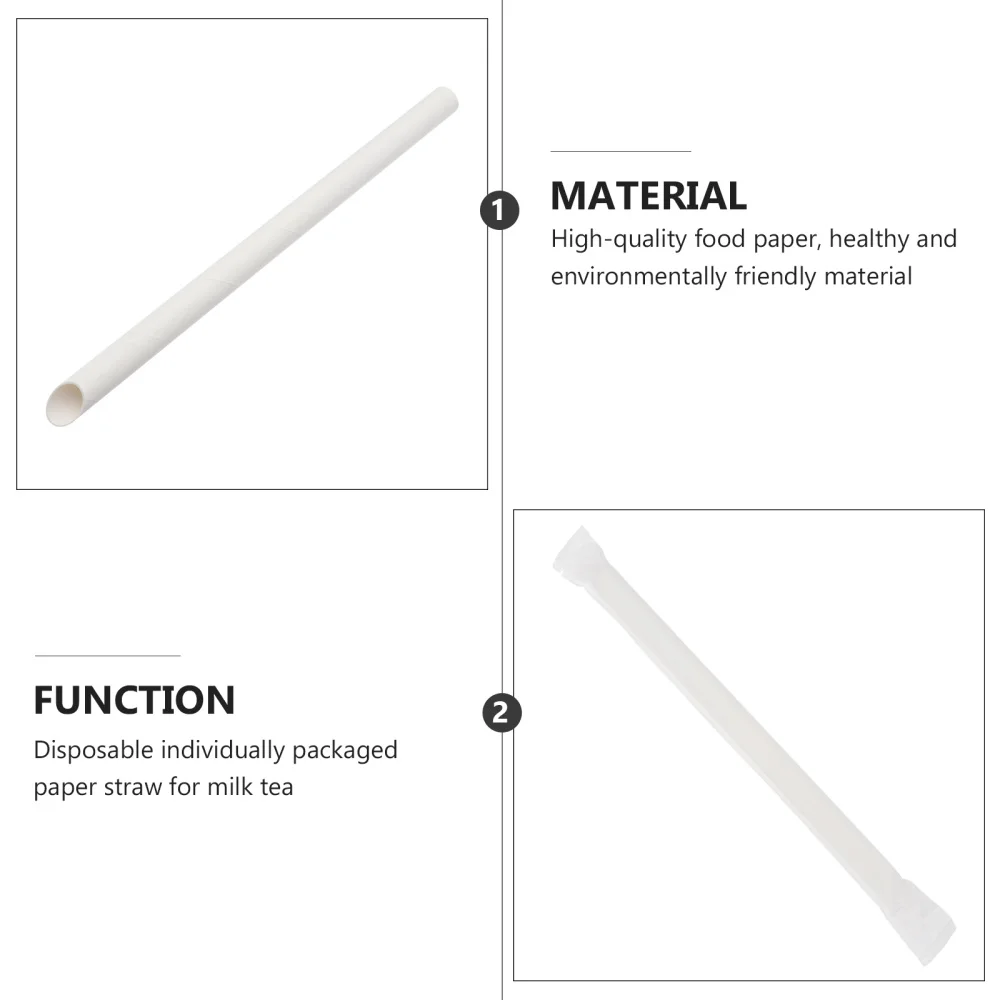 

1 Pack/100pcs Pulp Paper Drinking Straw Disposable Paper Straw Tea Straw