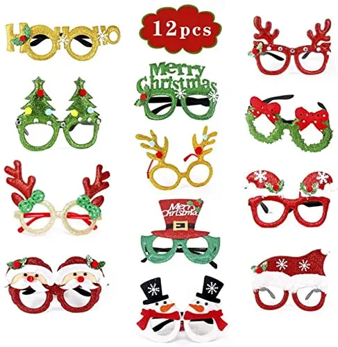 

Блестящие очки для рождественской вечеринки, оправа для очков для рождественского костюма, очки с рождественскими украшениями для праздни...