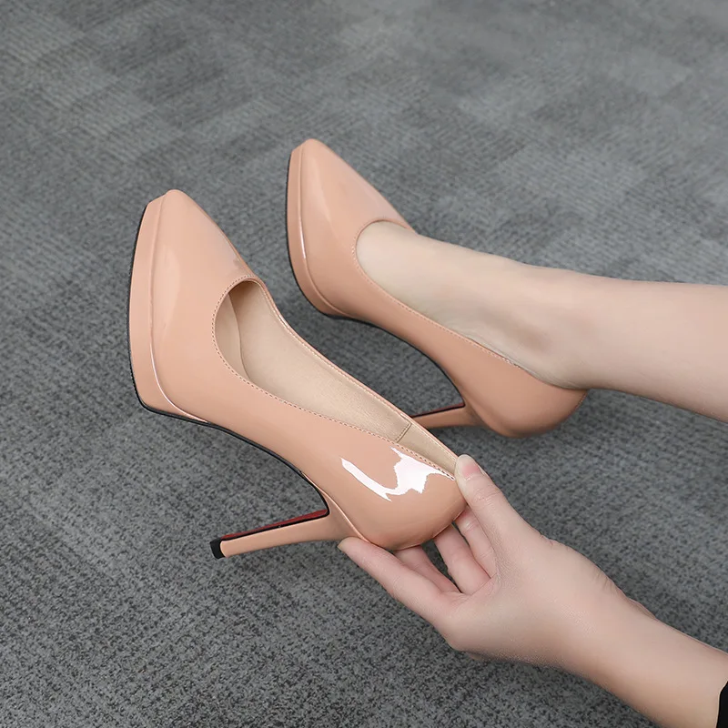Platform Shoes High Heels Patent Leather Black Office Shoes for Women Stiletto Heels Formal Pumps Women Sexy Shoes High Heel