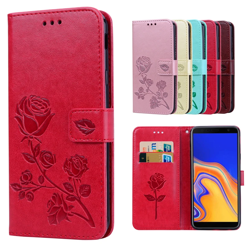 Флип-кошелек из искусственной кожи чехол для телефона Samsung J4 J6 Plus J8 2018 рельефный