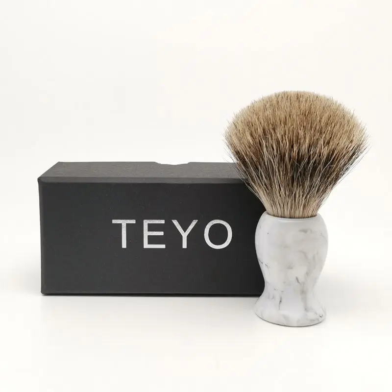 TEYO Two Band Fine Badger Hair Shaving Brush With Gift Box Perfect for Man Shave Soap Safety Double Razor Beard Brush Tools