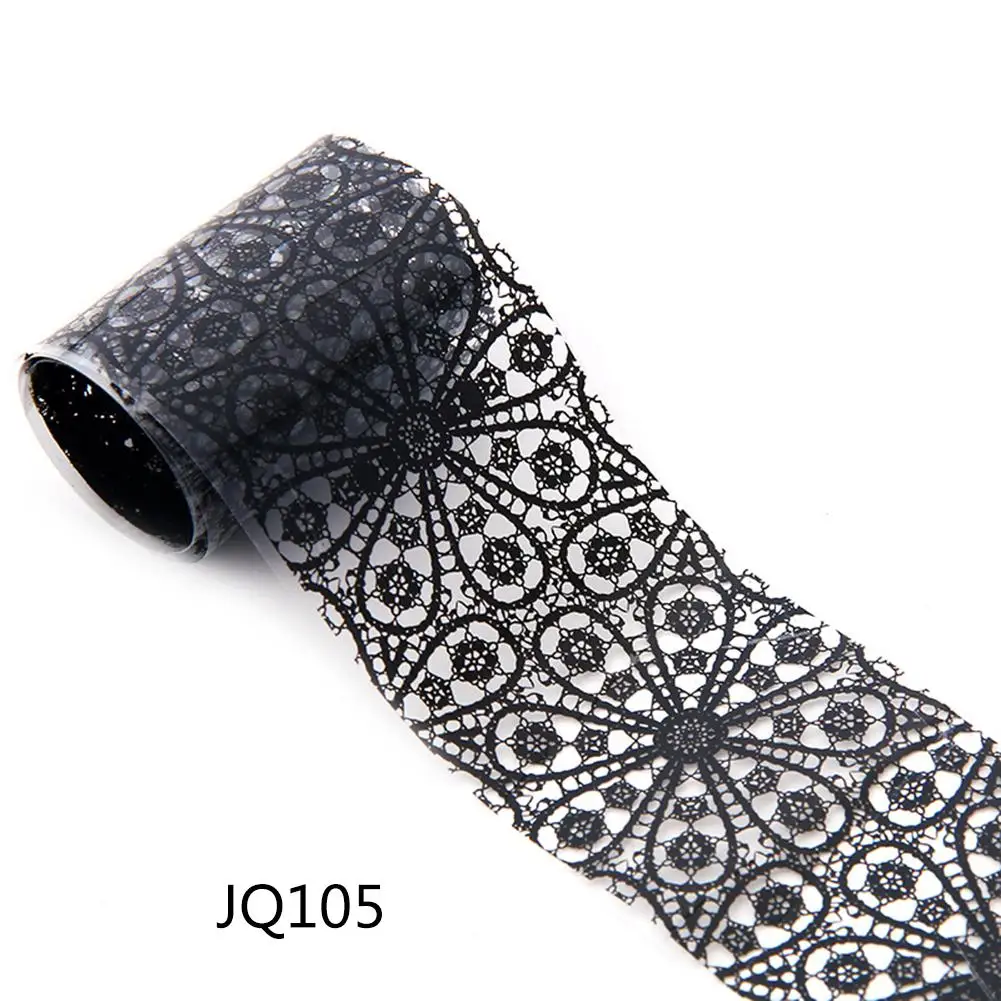 1 шт Новый Дизайн Черные Кружева цветочные наклейки для ногтей Фольга в рулонах
