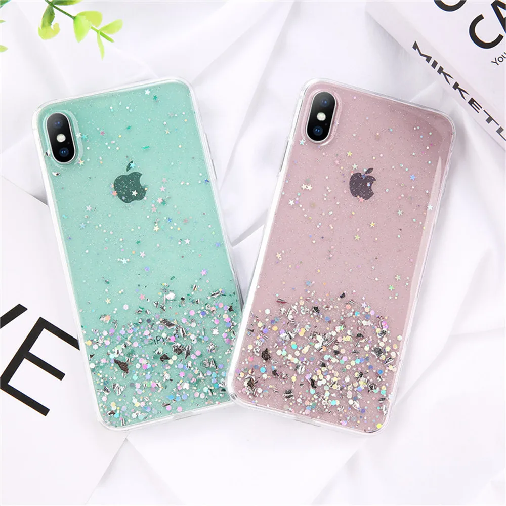 Lovebay блестящий чехол с блестками для iphone 11, 8, 7 Plus, 6, 6 S, прозрачный мягкий чехол из ТПУ для iphone 11 Pro, X, XR, XS Max, задняя крышка