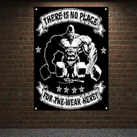 there is no place for the weak here inspirational poster tapestry man body building workout banner wall hanging flag gym decor