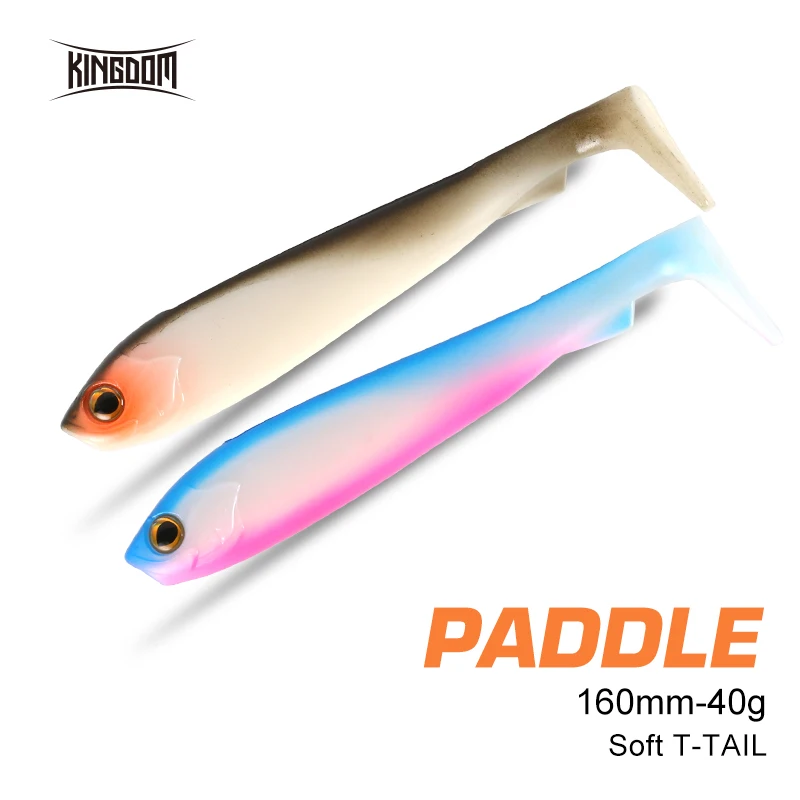 

Kingdom 2pcs PADDLE Sinking Soft Fishing Lures PVC Silicone Artificial T-Tail Jigging Wobblers 160mm 40g Fishing Accessories