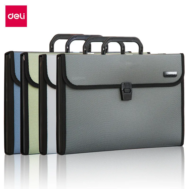 

Deli 12 Grid A4 Hard Plastic Handle Business File Folder Data Storage Document Organizer Bag Office School Accessories Supplies