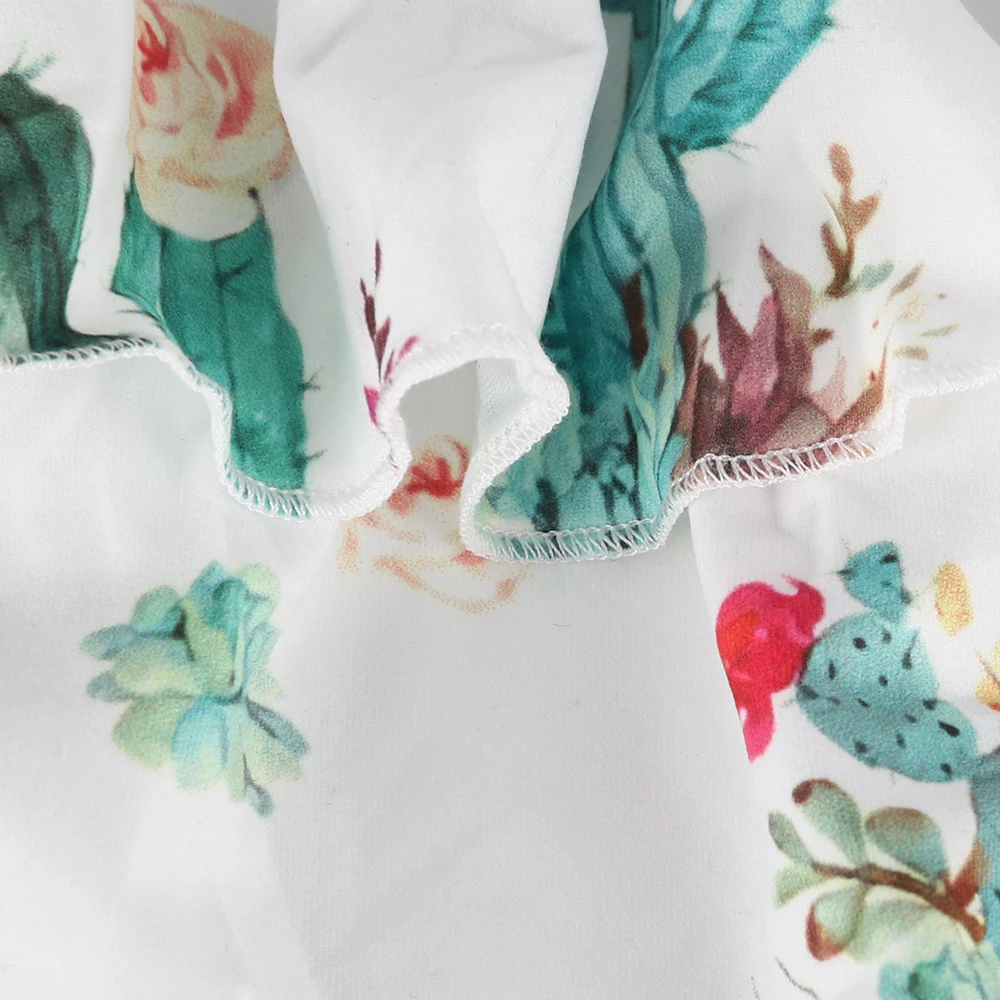 Летняя рубашка с принтом кактуса для маленьких девочек джинсовыми шортами