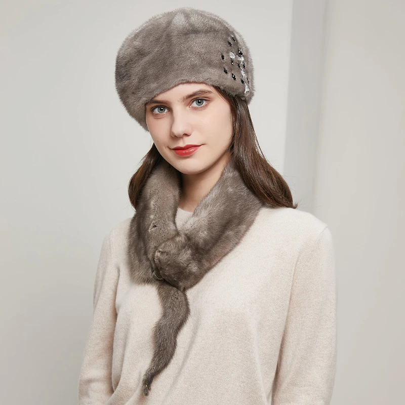 Overall mink fur hats ladies luxurious and fashionable high-quality new caps Russian winter to keep warmDY-04 | Аксессуары для