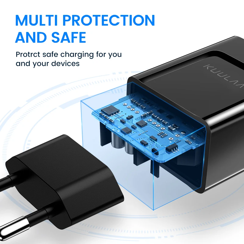 KUULAA 18W Быстрая зарядка3.0 Мобильный телефон USB зарядное устройство ЕС Plug Wall Charger QC 3.0 Адаптер Быстрого зарядного устройства для Xiaomi Huawei Samsung