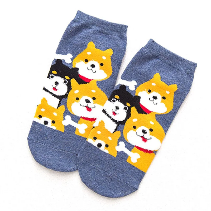 Shiba Inu Navy Милая Одежда для девочек из хлопка с изображением лисы собаки цыпленок кот», «кролик» женские носки до голени смешные короткие носки Повседневное Pet Носки с рисунком «котята»; носки; Прямая поставка - Color: Shiba Inu Navy