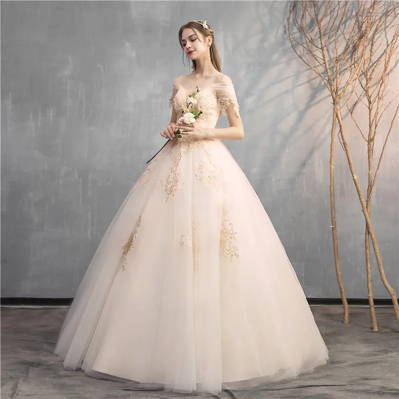 VLNUO NISA New Fashion Deep V-Neck Champagne Lace Wedding Dress Lace Up Custom Made Plus Size Bridal Gown Vestido De Noiva 30