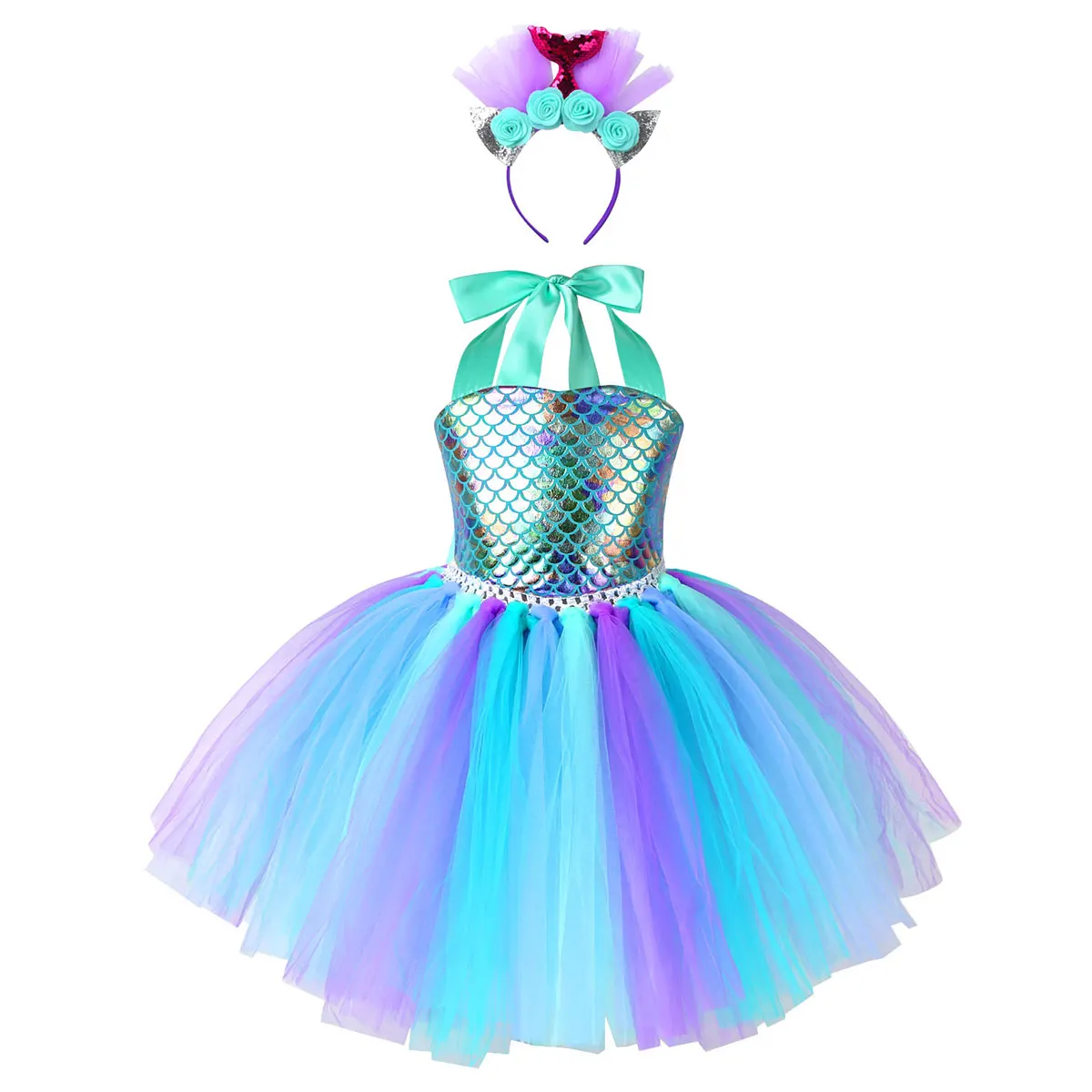 New Kids Girls Cosplay Carnival Party Dress Prom Vestidos Toddlers Mermaid Costumes Dresses Kids Princess Prom Roleplay Dresses