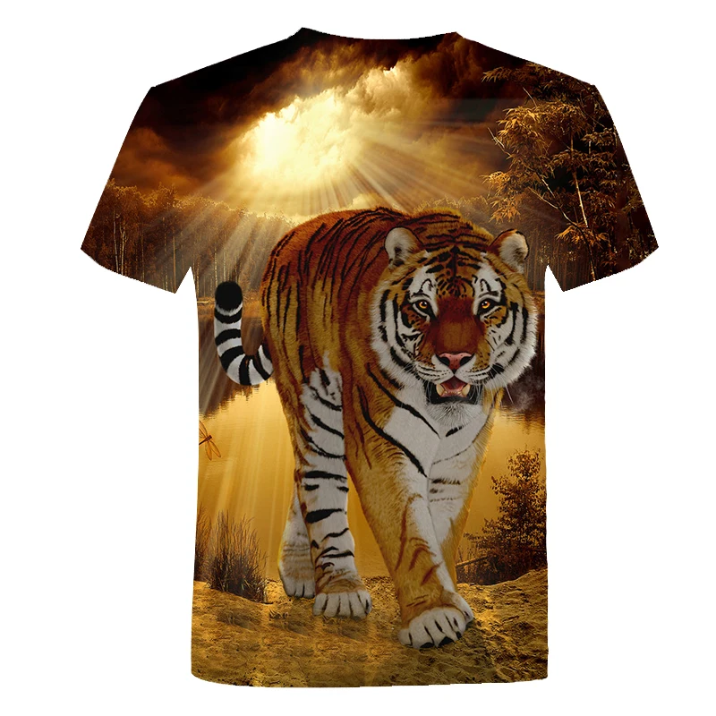 

Men's T-Shirts 3D Printed Animal Tiger t shirt Short Sleeve Funny Design Casual Tops Tees Male Halloween t shirt Asian size 6XL
