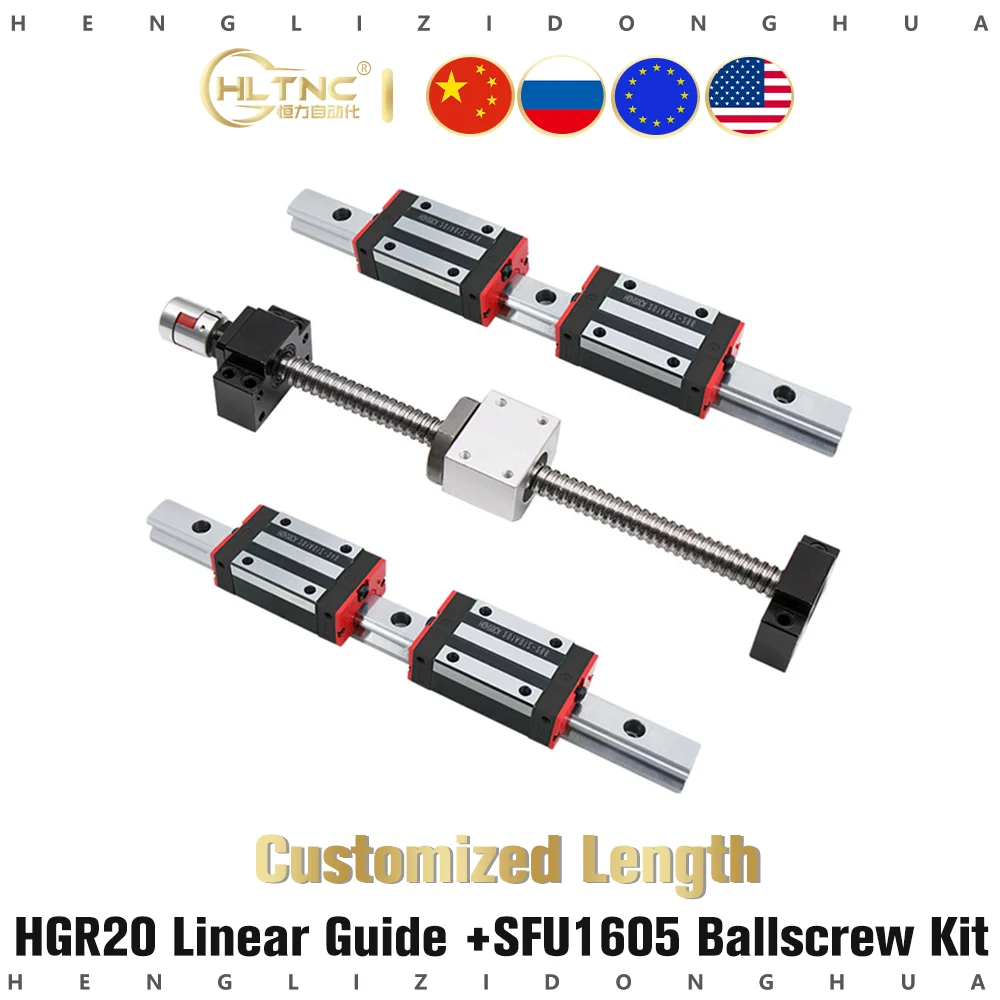 

Квадратные линейные направляющие HGR20, 2 комплекта HGR20 + блок HGH20CA HGW20 + SFU1605, шариковый винт 5 мм, свинец + линейный привод с ЧПУ BK12BF12