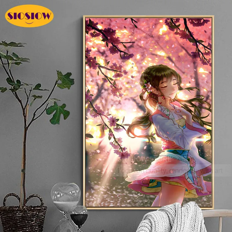 Алмазная живопись 5d сделай сам аниме фигурка девушки полноразмерная круглая 3d