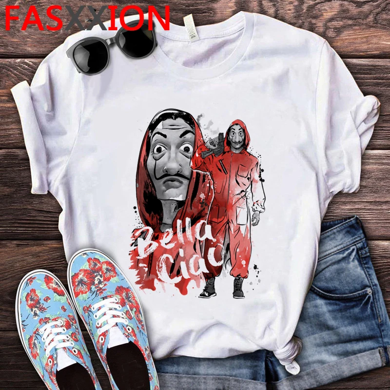 la casa de papel money heist tee tv series t shirt men cartoon house of paper funny t shirt bella ciao anime graphic tshirt male free global shipping