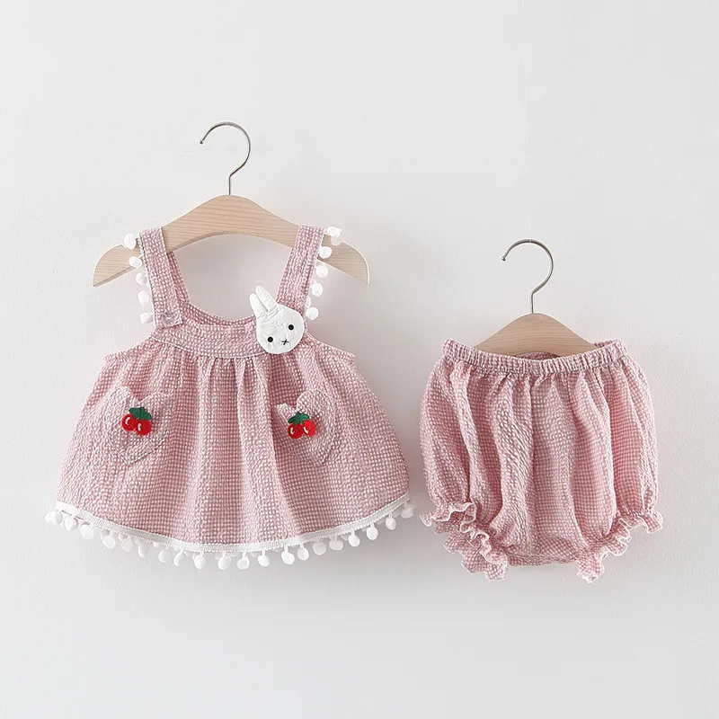 

2020, милый летний комплект для девочек, для младенцев и малышей Su-Su, мультяшный шорты с зайчиком, комплект из двух предметов