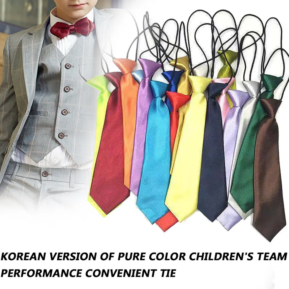 

School Boys Children Kids Baby Wedding Solid Colour Elastic Tie Necktie Boy Tie Baby Wedding Necktie Neck Tie Stain