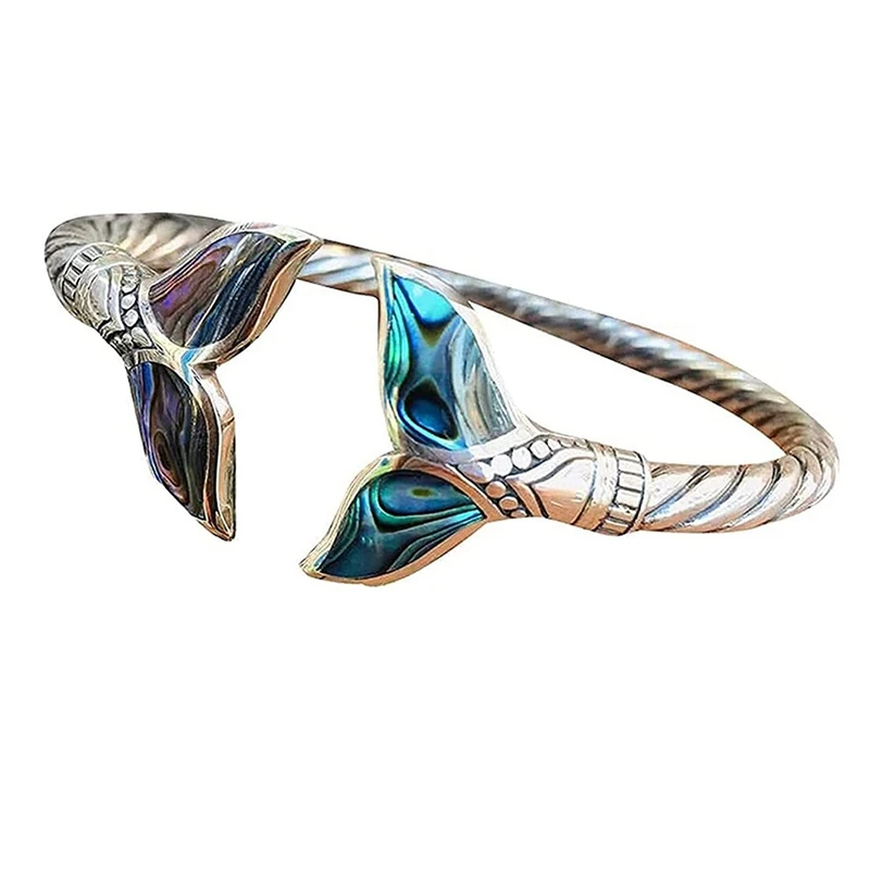 

Серебристый красивый браслет «рыбий хвост», Регулируемый Открытый Браслет-манжета для ювелирных изделий