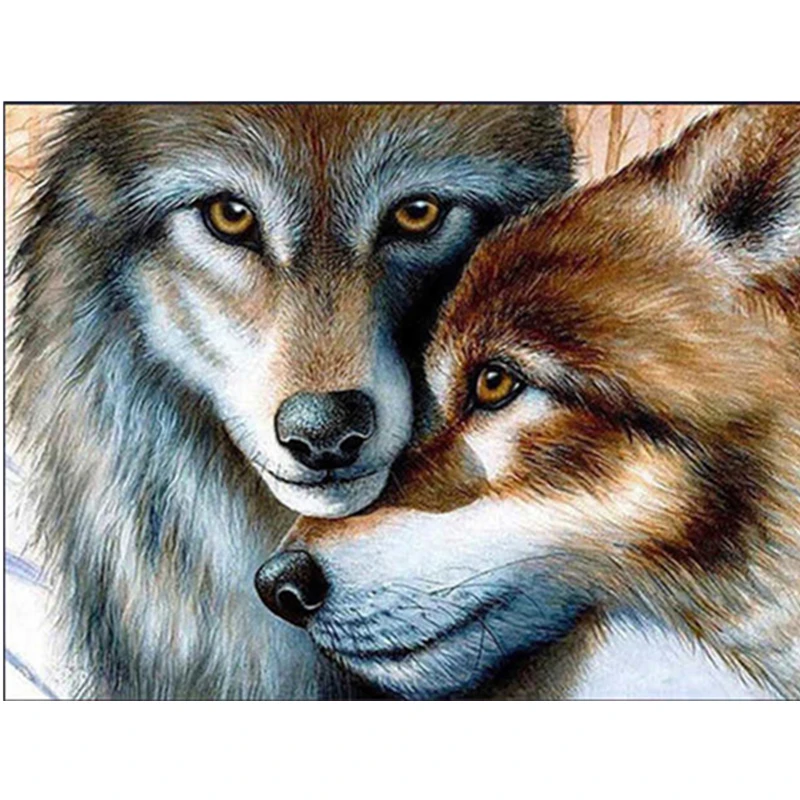 

Father And Son Wolf Animal DIY Painting By Numbers Animals On Canvas Pictures By Numbers Home Decoration DIY Minimalism Style