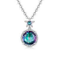 szjinao real 925 sterling silver pendant necklace rainbow mystic topaz gemstones choker statement necklace women fine jewelry