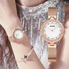 Часы DOM женские кварцевые с сетчатым ремешком, брендовые Роскошные повседневные водонепроницаемые розовые золотистые