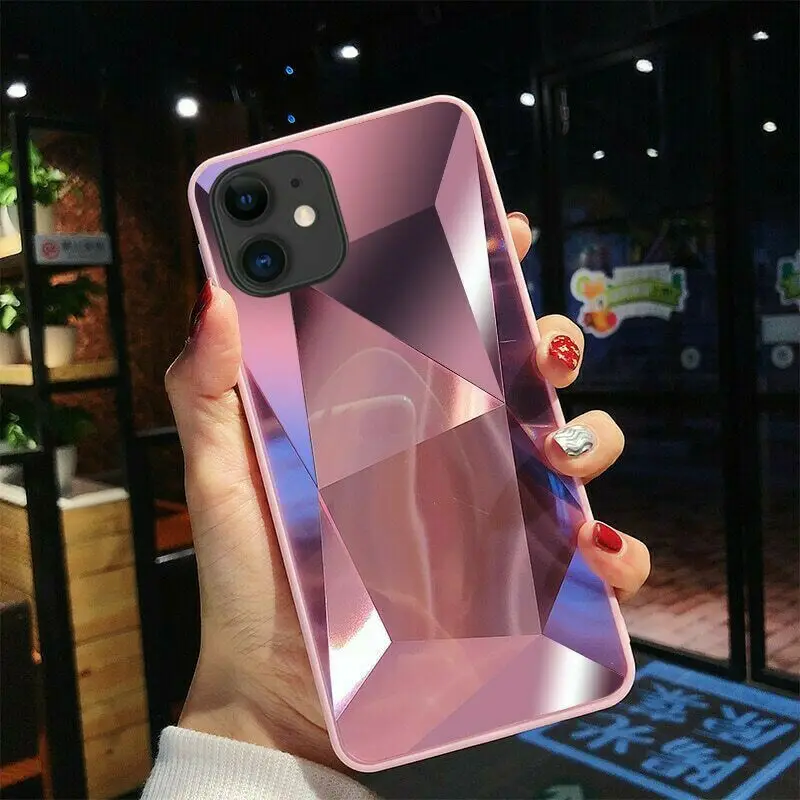 Алмазный 3D Блестящий зеркальный чехол для iPhone 11 Pro X XR XS Max силиконовый телефона 6 6S