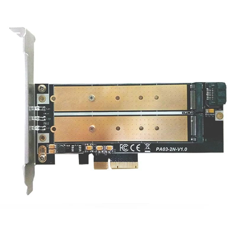 

PCI-E 4X to M2 SSD Adapter B Key M.2 NGFF M key NVME SSD PCI-E Dual Interface Card LED Low Profile Bracket Support 2230-22110 M2