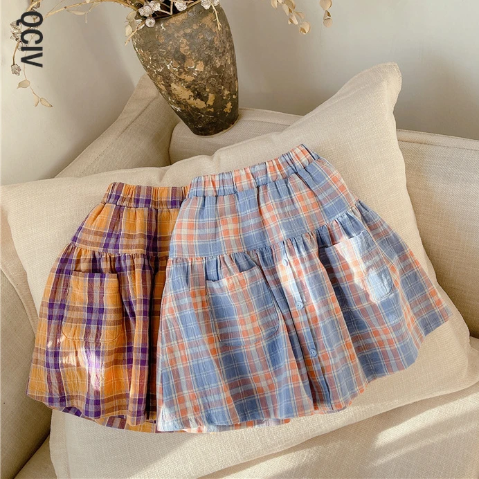 

Spring New Girls Fashion Plaid Skirt Kids Cotton Skirts Girls Skirts